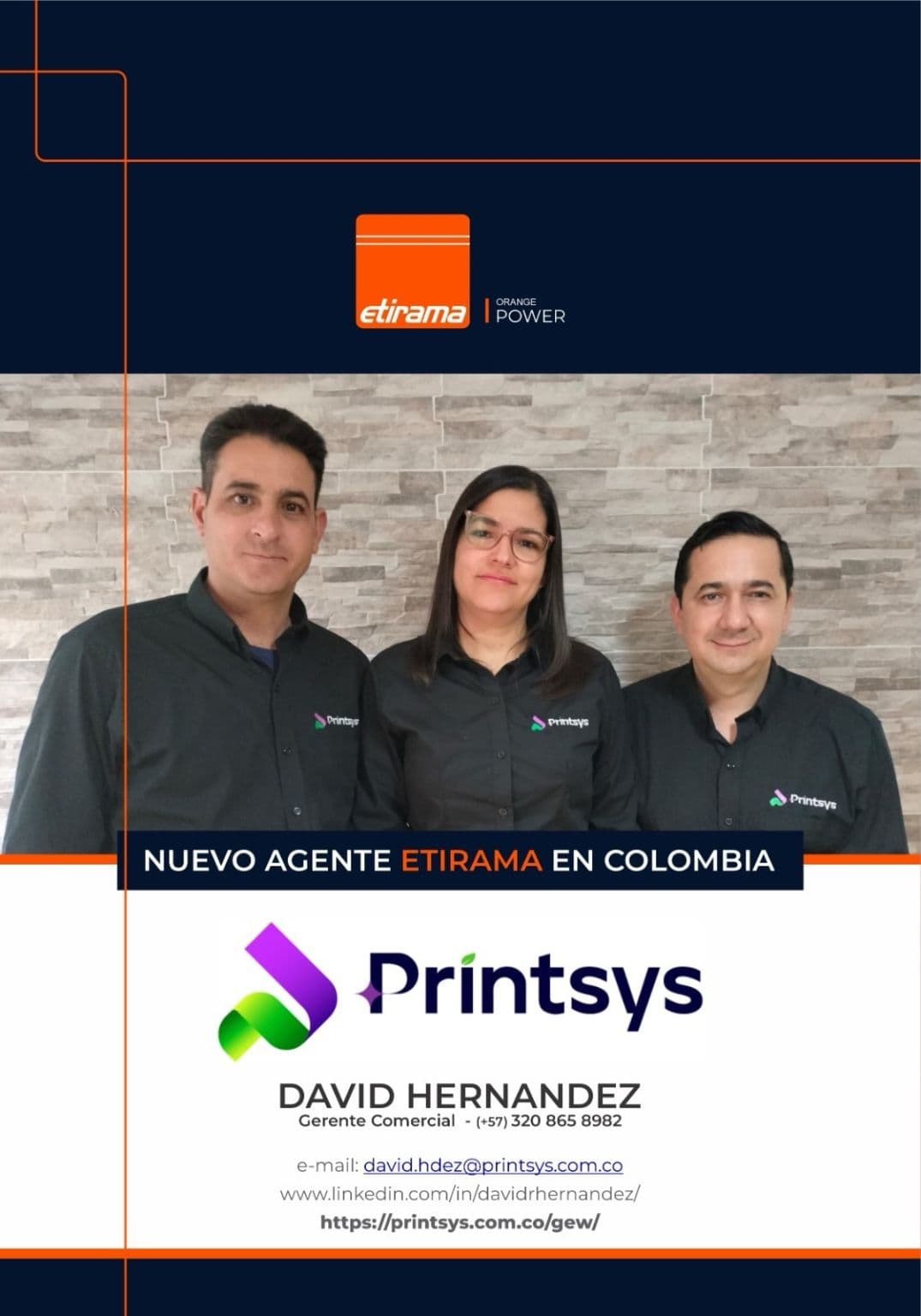 PRINT SYS, nuevo agente oficial de Etirama en Colombia